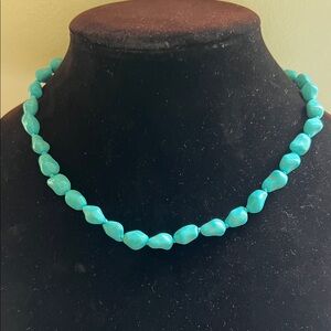 Vintage Howlite Turquoise 18” Beaded Knotted Necklace Southwestern Style